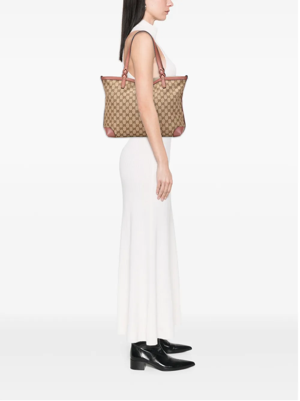 Pre-owned Gucci 2000-2015 Medium Gg Canvas Craft Tote Bag In Brown