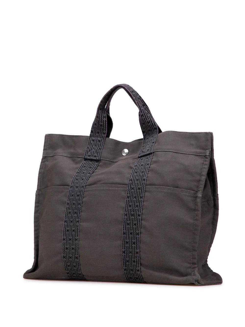 Pre-owned Hermes 1990-2010 Canvas Herline Mm Tote Bag In Gray
