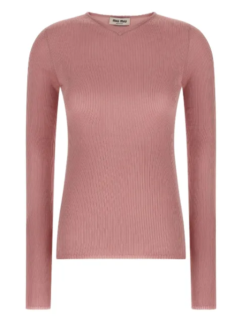 Miu Miu V-neck ribbed silk jumper