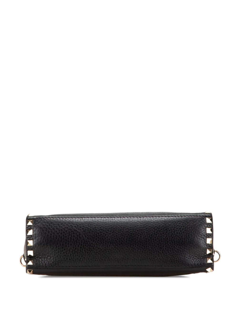 Pre-owned Valentino Garavani 2000-2017 Small Pebbled Calfskin Rockstud Single Handle Flap Satchel In Black