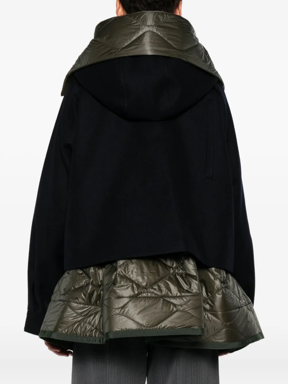 sacai Jack met capuchon en gewatteerd vlak Blauw