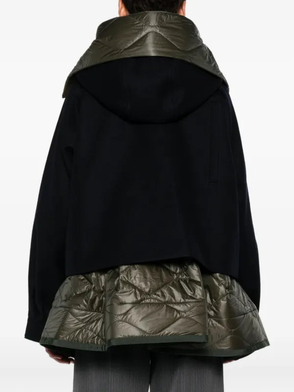 Sacai Hooded quilted-panel Jacket | Blue | FARFETCH