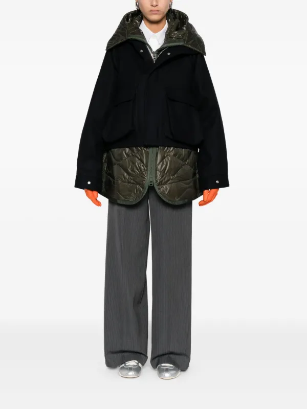 Sacai Hooded quilted-panel Jacket | Blue | FARFETCH