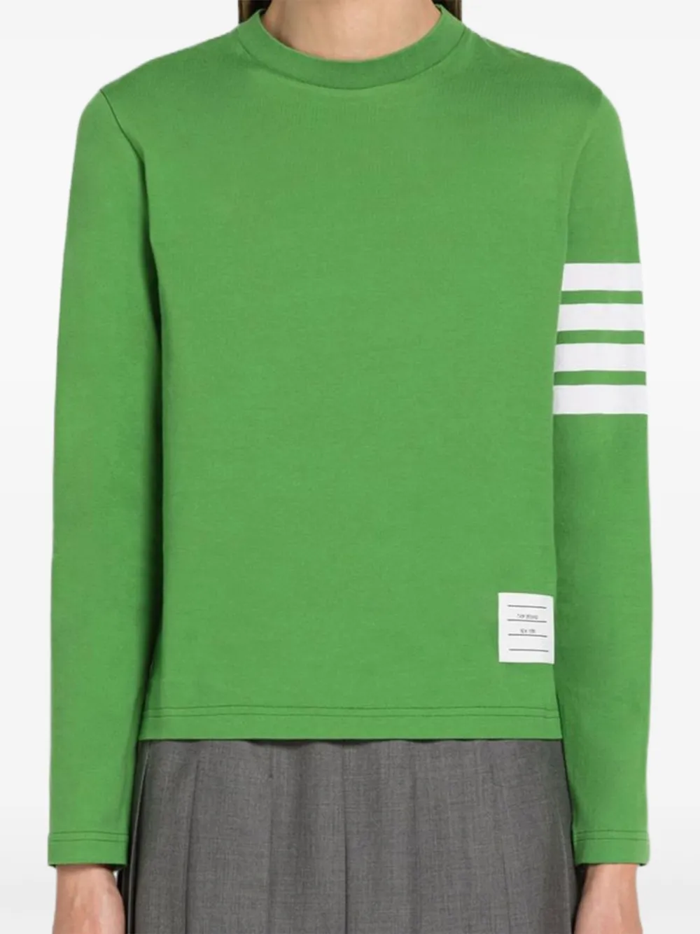 Thom Browne four bar long sleeve tee top | Green | Image 1