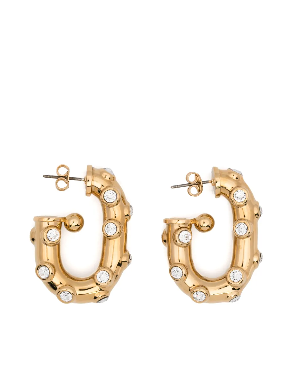 Rabanne Crystal Chunky Hoop Earrings In Gold