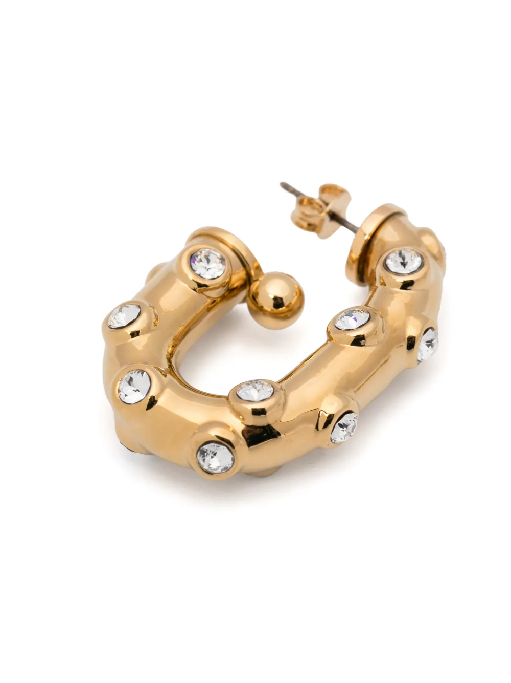 Rabanne Crystal Chunky Hoop Earrings In Gold