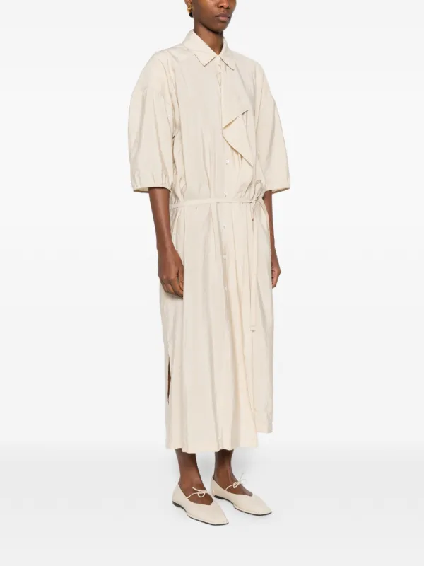 lemaire asymmetrical shirt dress ASYMMETRICAL SHIRT DRESS IN DRY SILK - Oat Milk - Dry Silk - Women