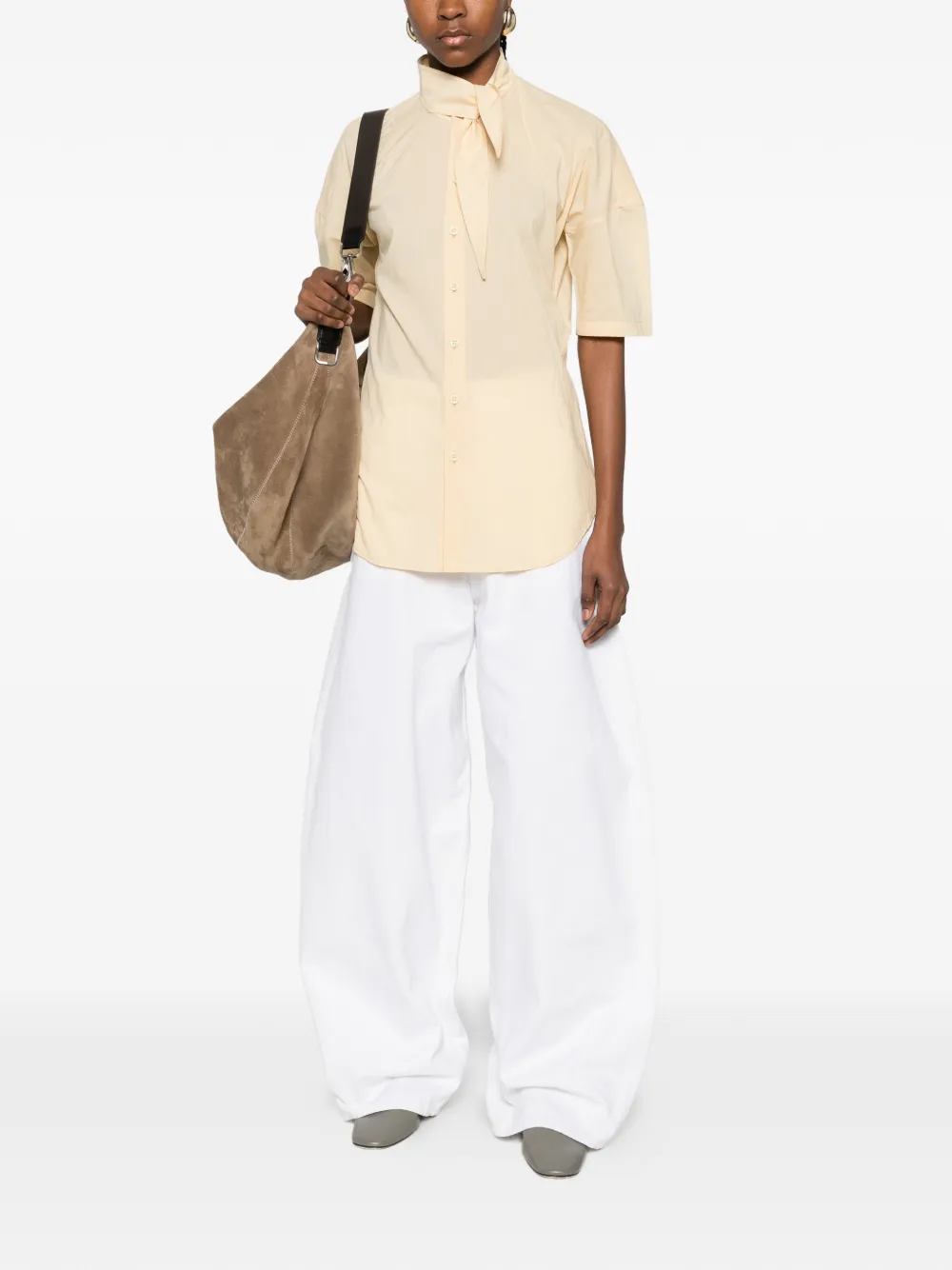 LEMAIRE Foulard blouse met korte mouwen Geel