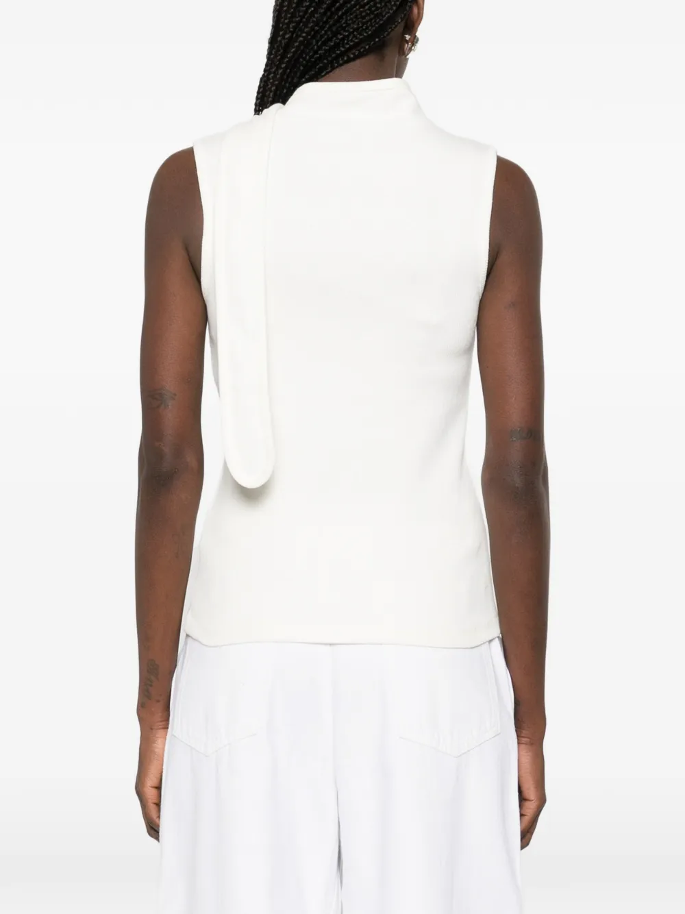 LEMAIRE Mouwloze top met gestrikte hals Beige