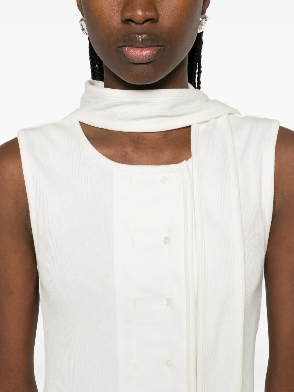 LEMAIRE Mouwloze top met gestrikte hals Beige