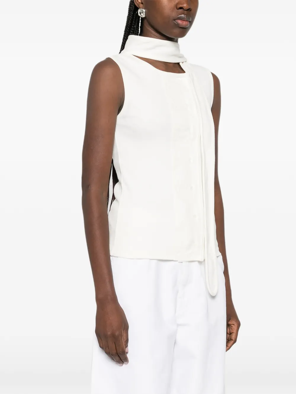 LEMAIRE Mouwloze top met gestrikte hals Beige