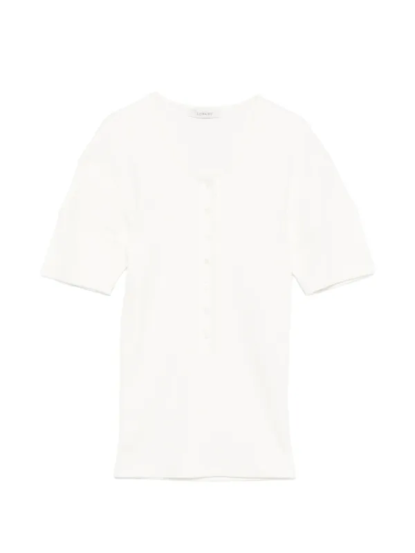 lemaire 26ss コットンリネンヘンリーネックリブT LEMAIRE ヘンリーネック トップ | ニュートラル | FARFETCH JP