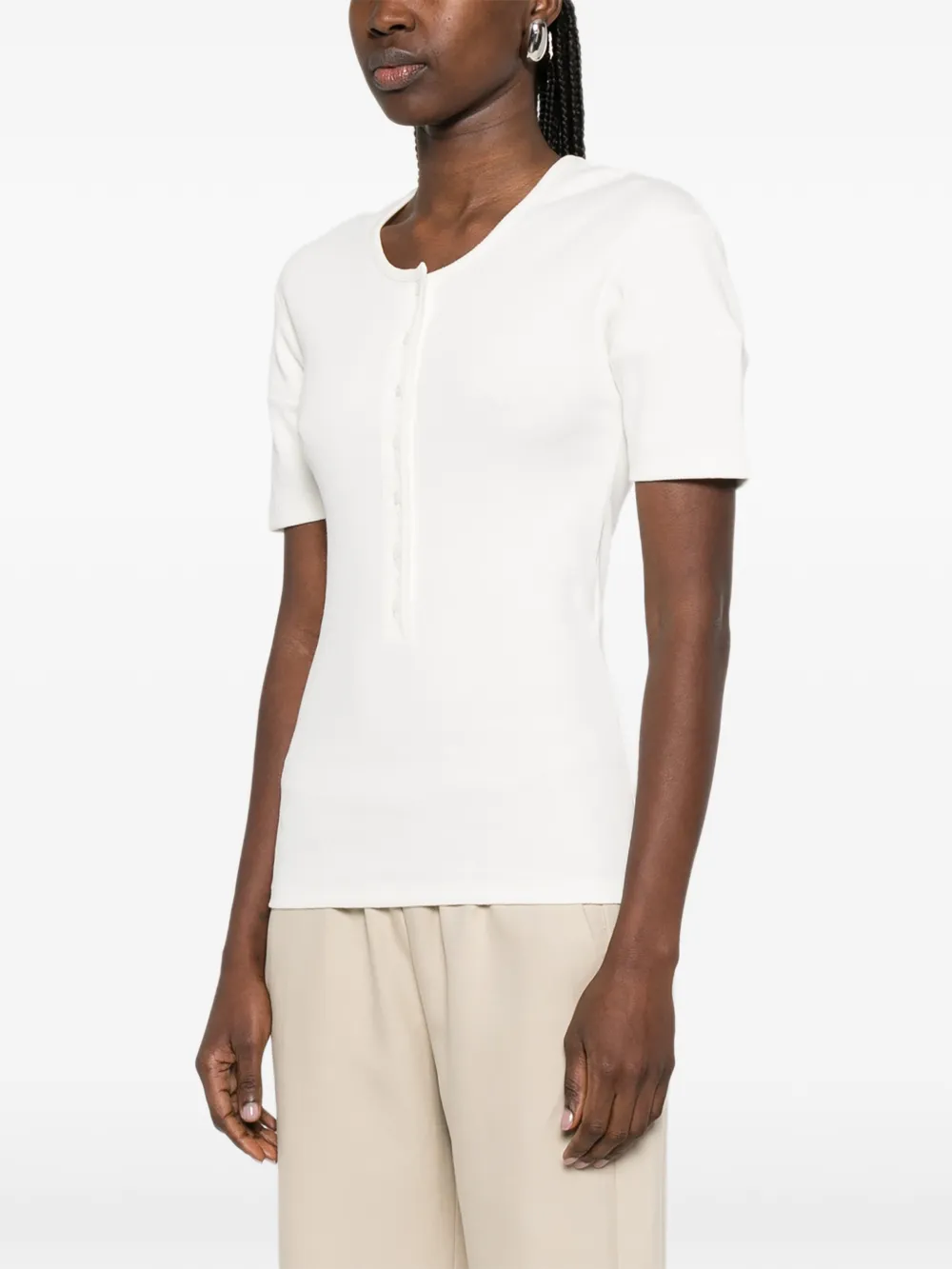  Lemaire Henley Fitted Top - Neutrals 