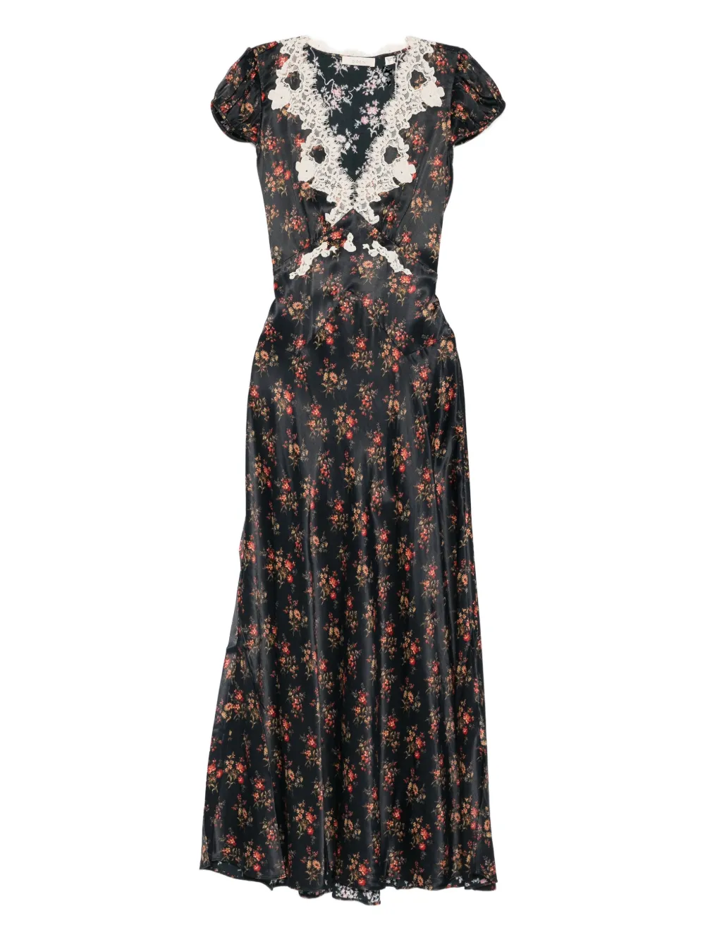 DÔEN Coraline lace flower midi dress - ブラック