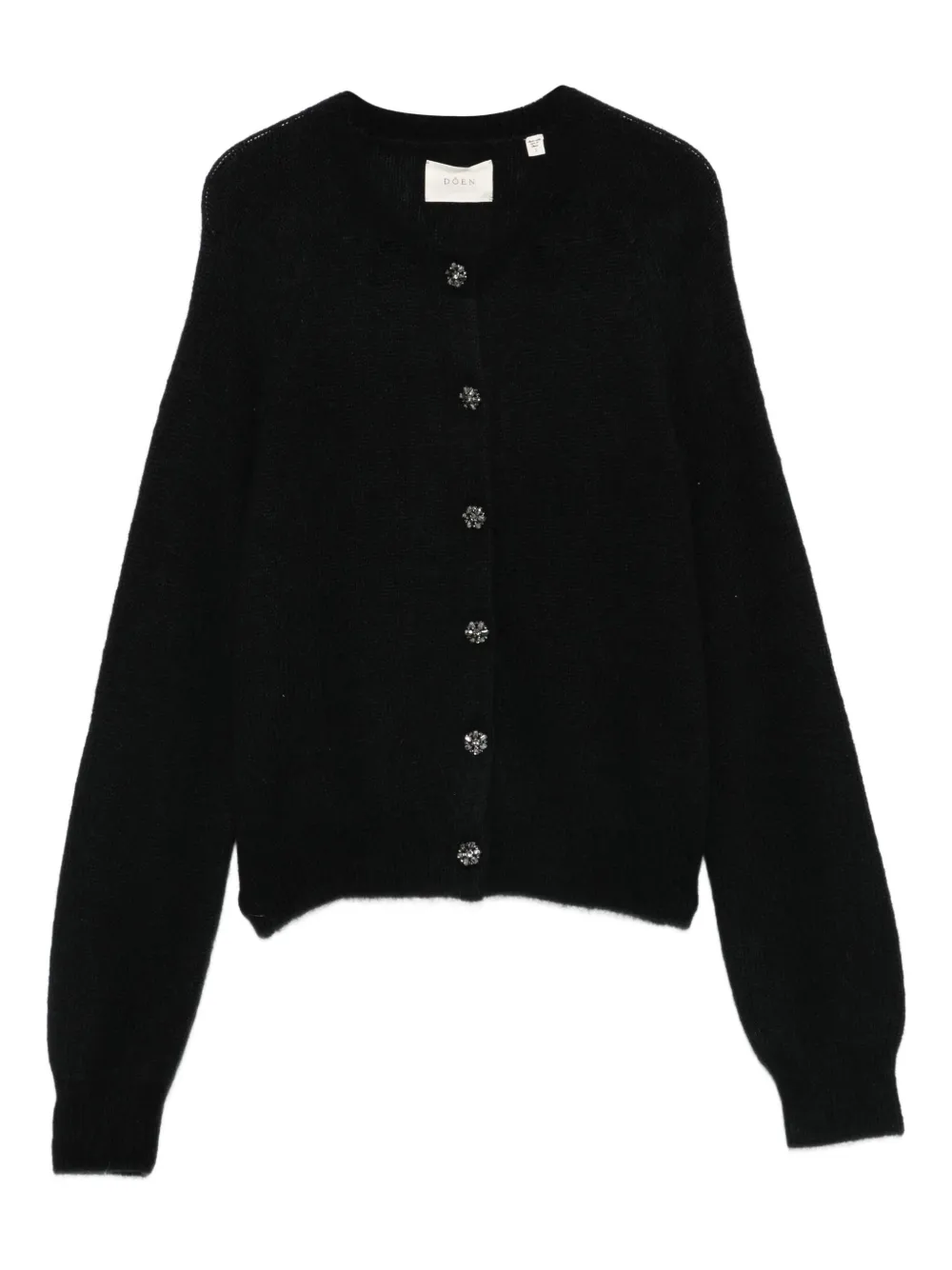 Doen Petra Crystal-button Cardigan In Black