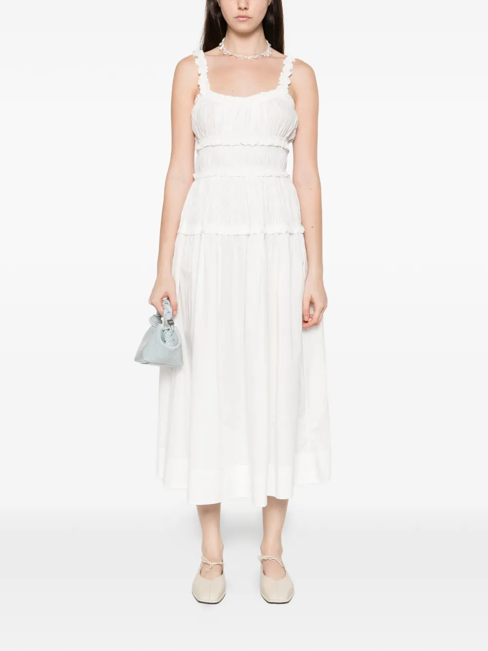 DÔEN scoop neck Marianne midi dress - Wit