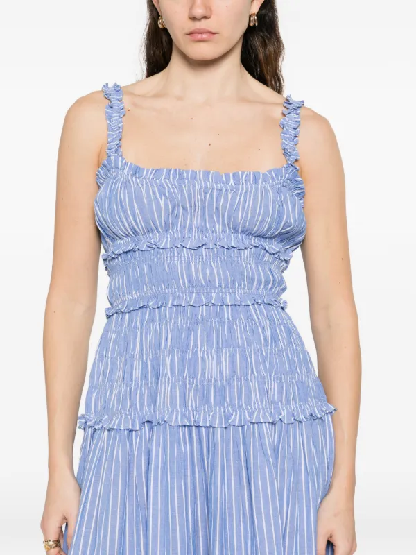 DEN Marianne Striped Midi Dress | Blue | FARFETCH
