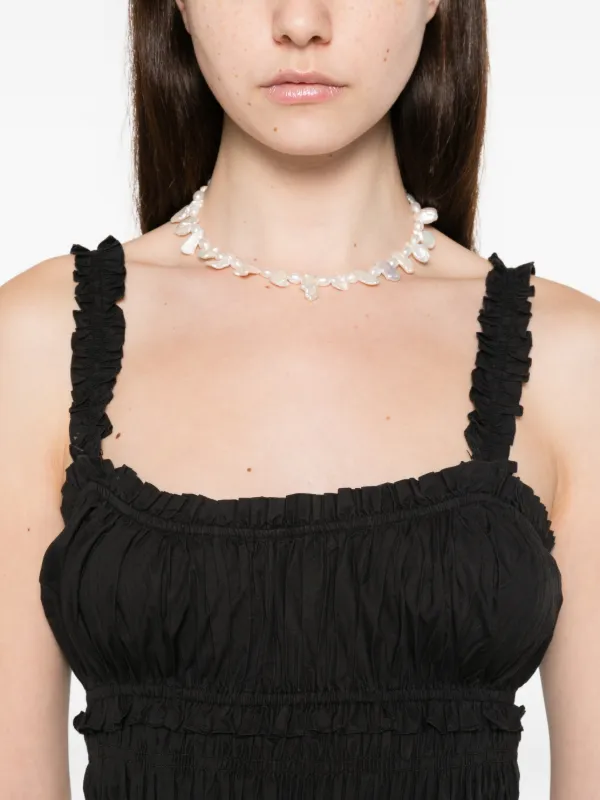 Den Marianne Shirred Scoop-Neck Midi Dress - Black