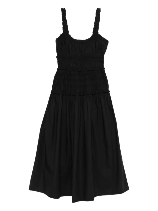 Dôen Marianne Shirred Scoop-neck Midi Dress in Black