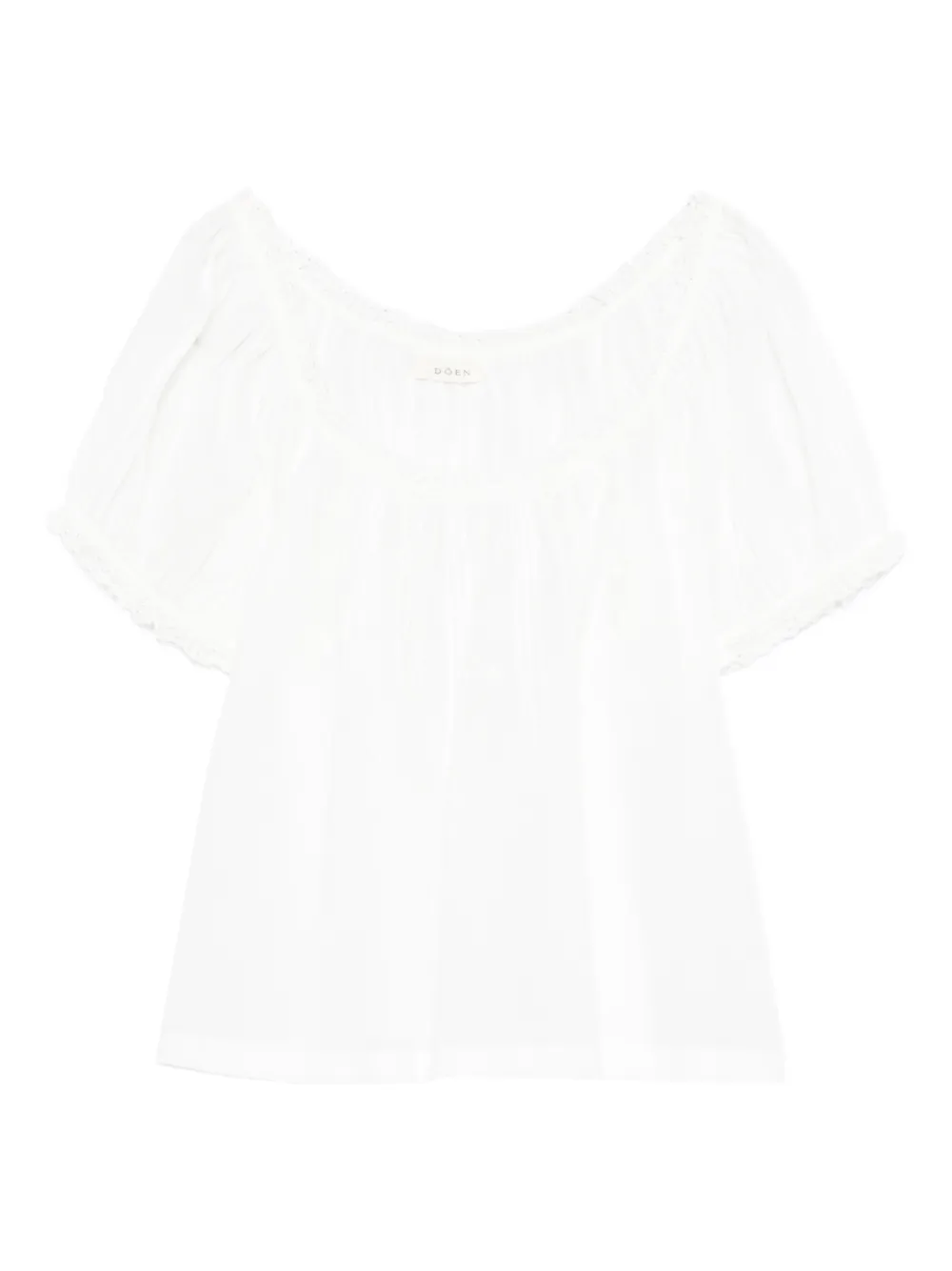 DÔEN lace-detail scoop-neck blouse - Bianco