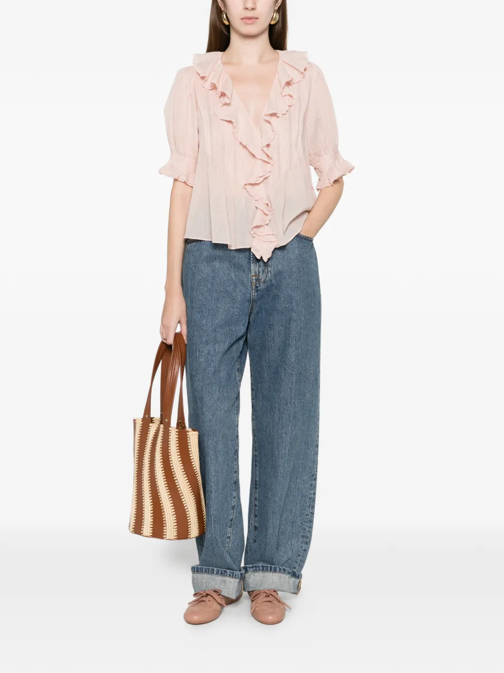 DÔEN Henri ruffled blouse - Roze