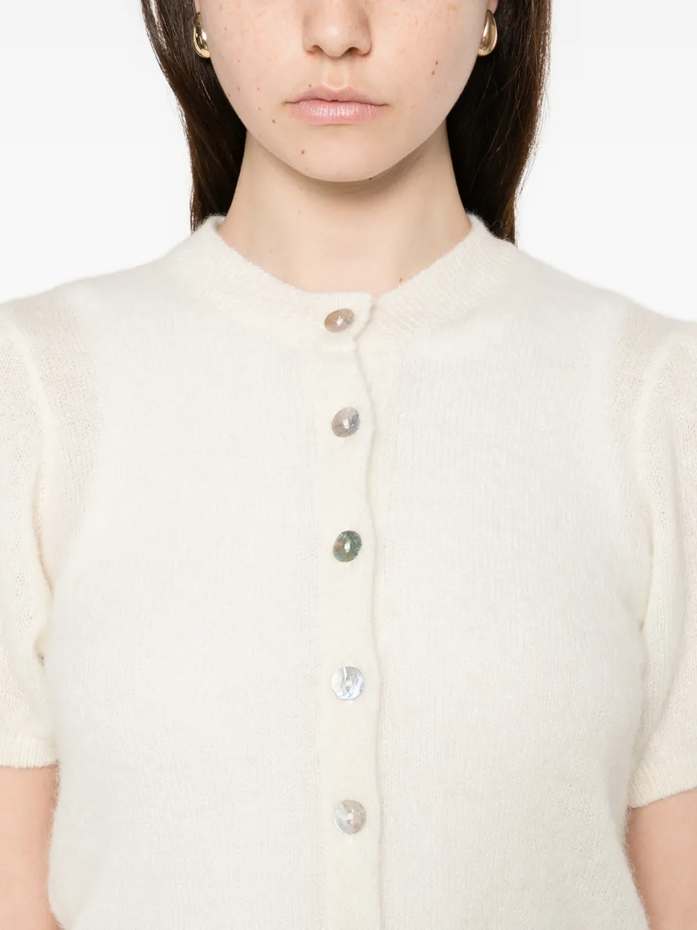 DÔEN Anisa Puff-sleeves Cardigan in Neutrals, view 5