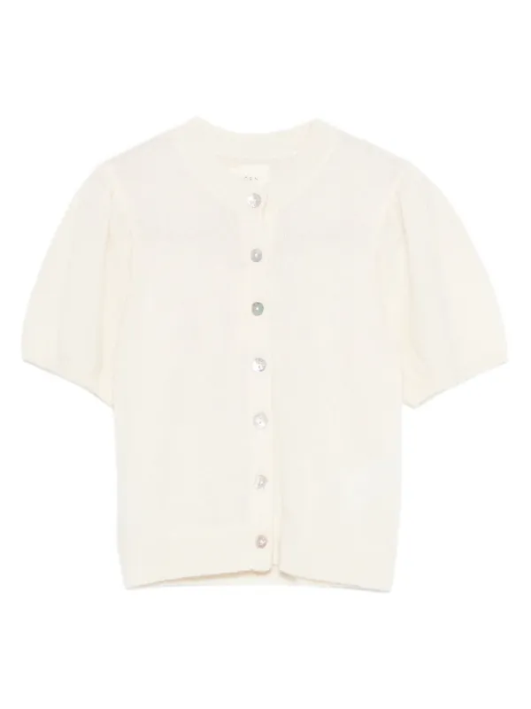 Dôen Anisa Puff-sleeves Cardigan in Neutrals