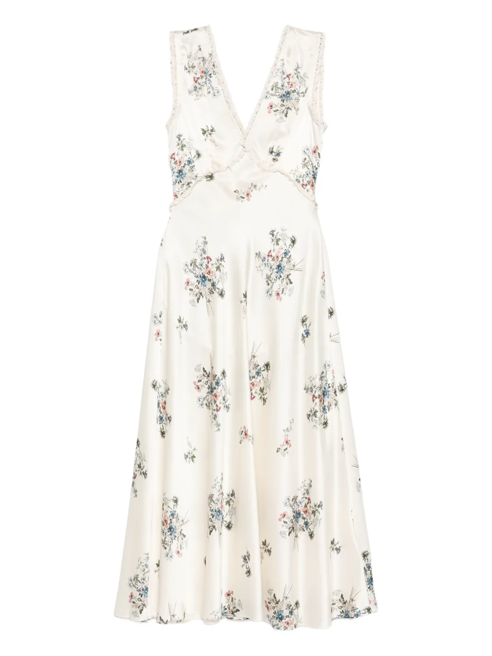 DÔEN V-neck floral print midi dress - Toni neutri