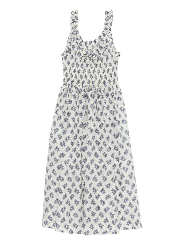 Den Emmaretta Flower-print Midi Dress - White