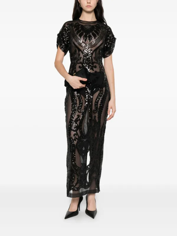 Norma Kamali Sequin-embellished Midi Dress - Black Norma Kamali Sequin-embellished Midi Dress - Black