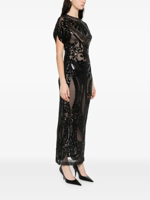 Norma Kamali Sequin-embellished Midi Dress - Black Norma Kamali Sequin-embellished Midi Dress - Black