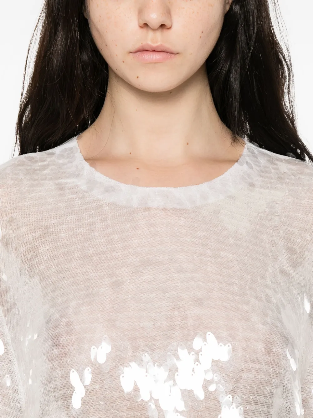 Norma Kamali Mini-jurk met pailletten en ronde hals Wit