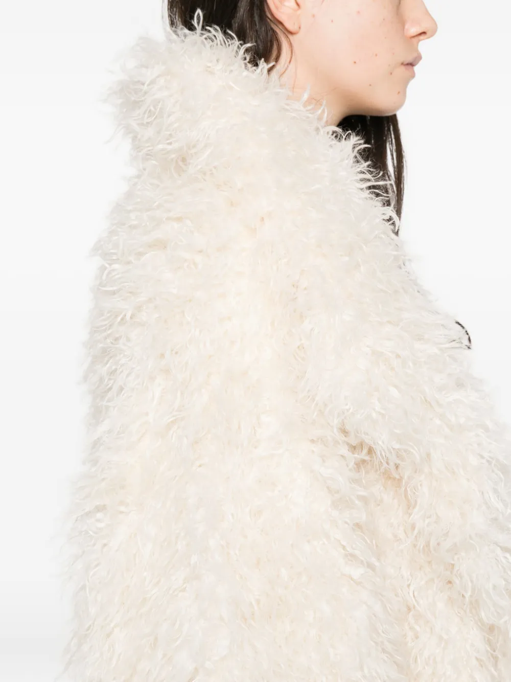 Norma Kamali Faux Fur Coat In White