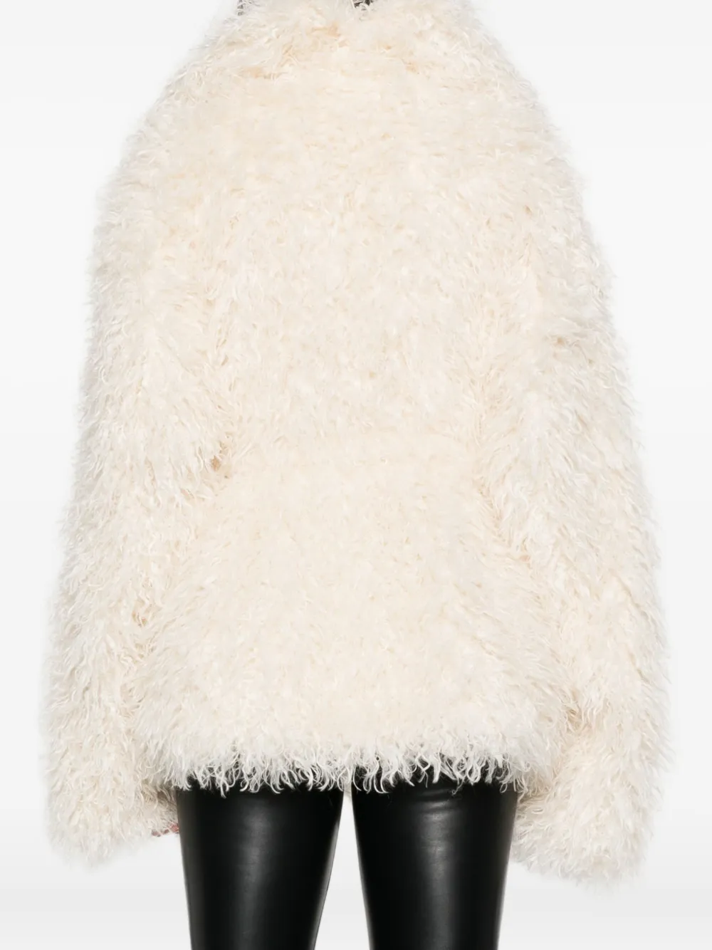 Norma Kamali Faux Fur Coat In White