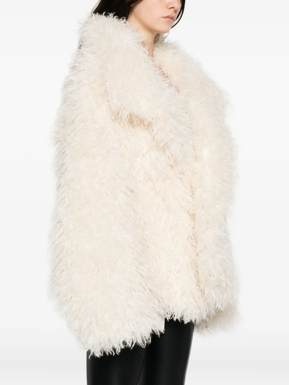 Norma Kamali Faux Fur Coat In White
