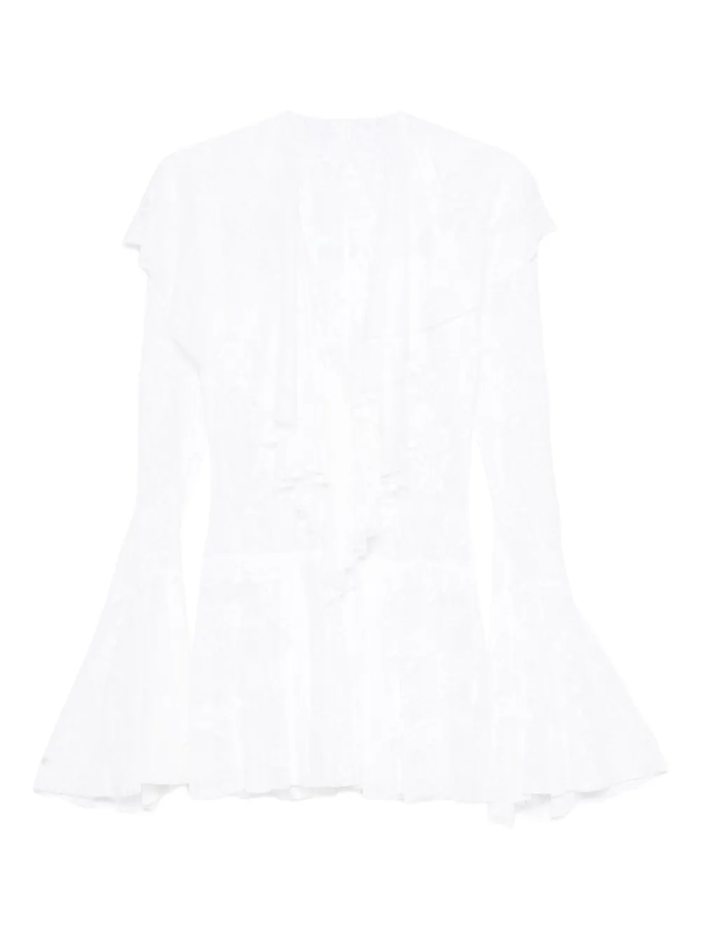 Norma Kamali ruffled long-sleeve mini dress - Bianco