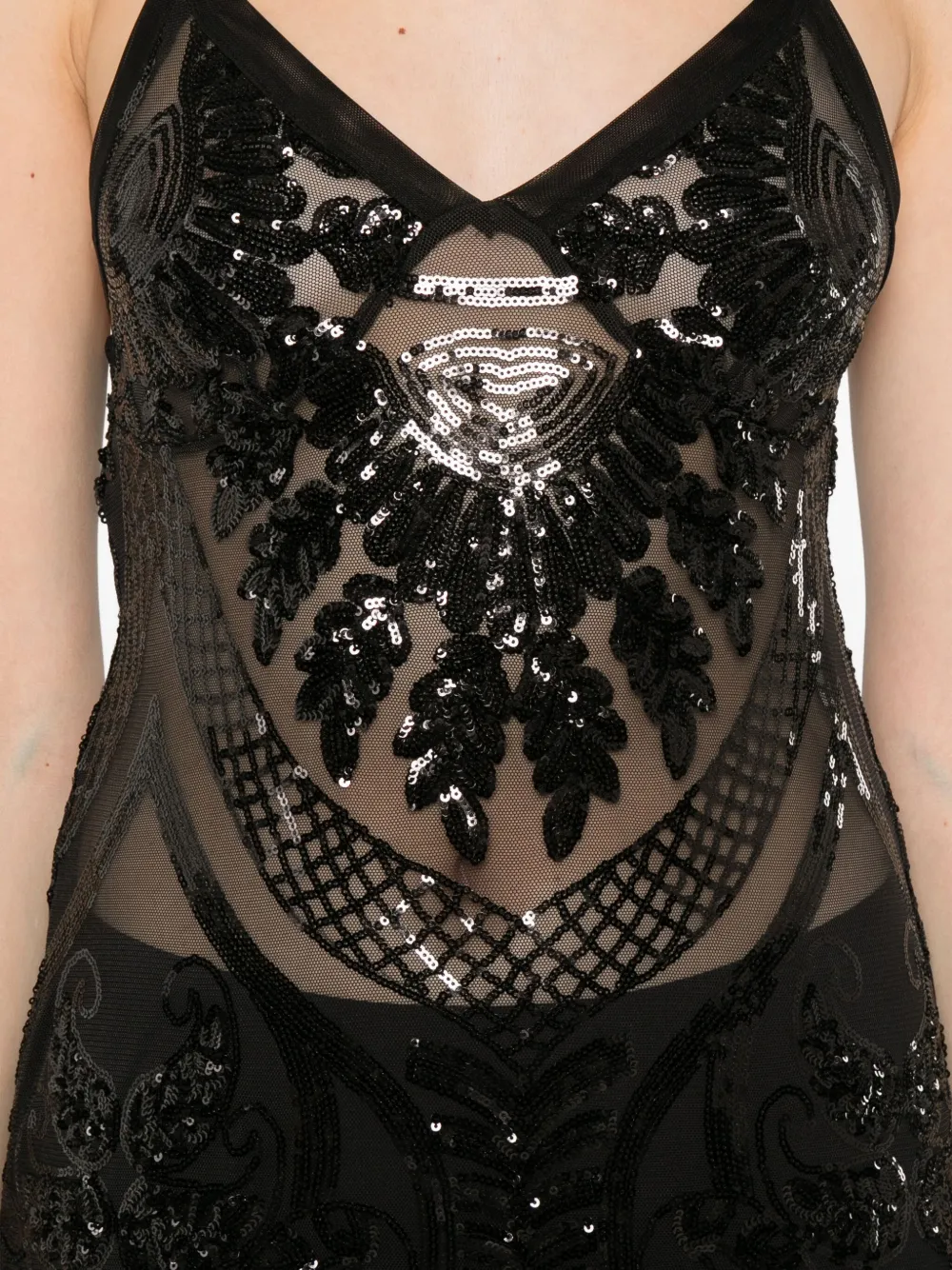 Norma Kamali Avondjurk verfraaid met pailletten Zwart