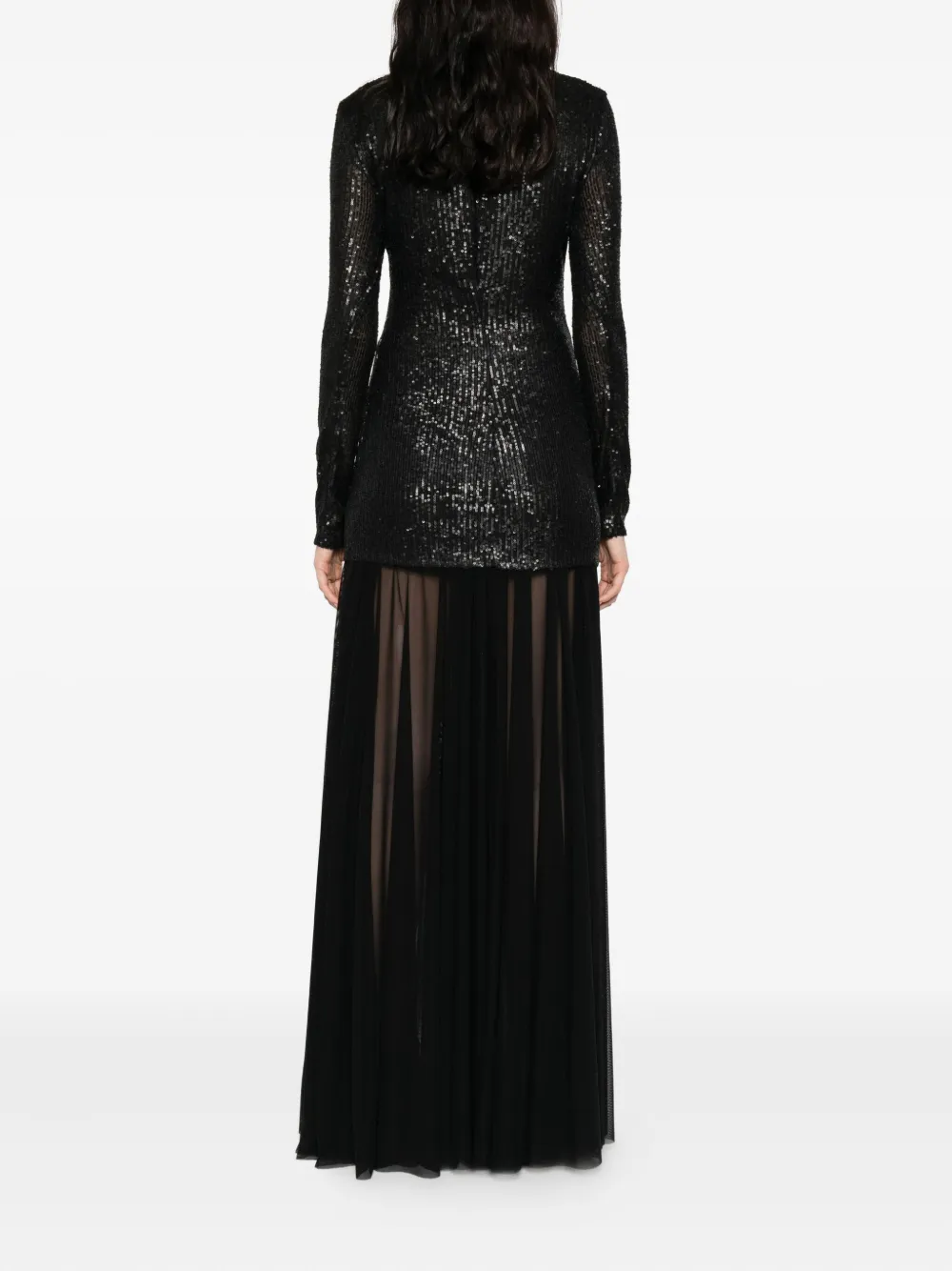 Norma Kamali Avondjurk met pailletten en col Zwart