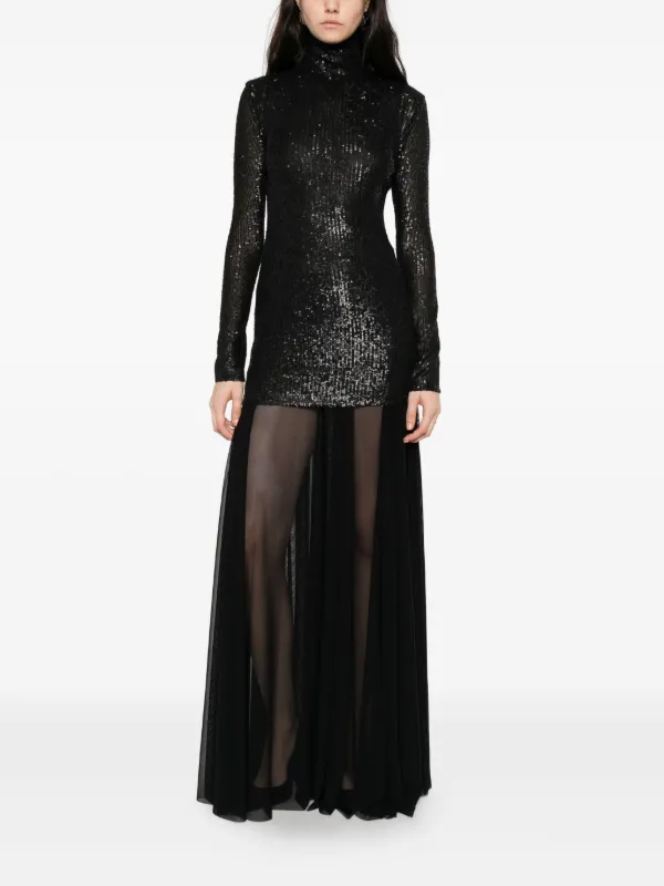 norma kamali sequin dress Norma Kamali Drop-Shoulder Sequin Fitted Maxi Dress