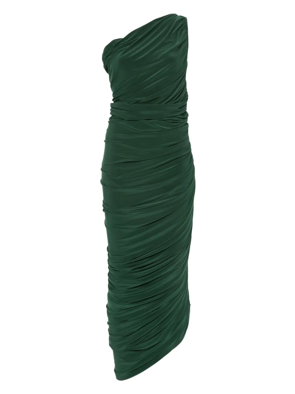 Norma Kamali Diana One-shoulder Draped Midi Dress In Green
