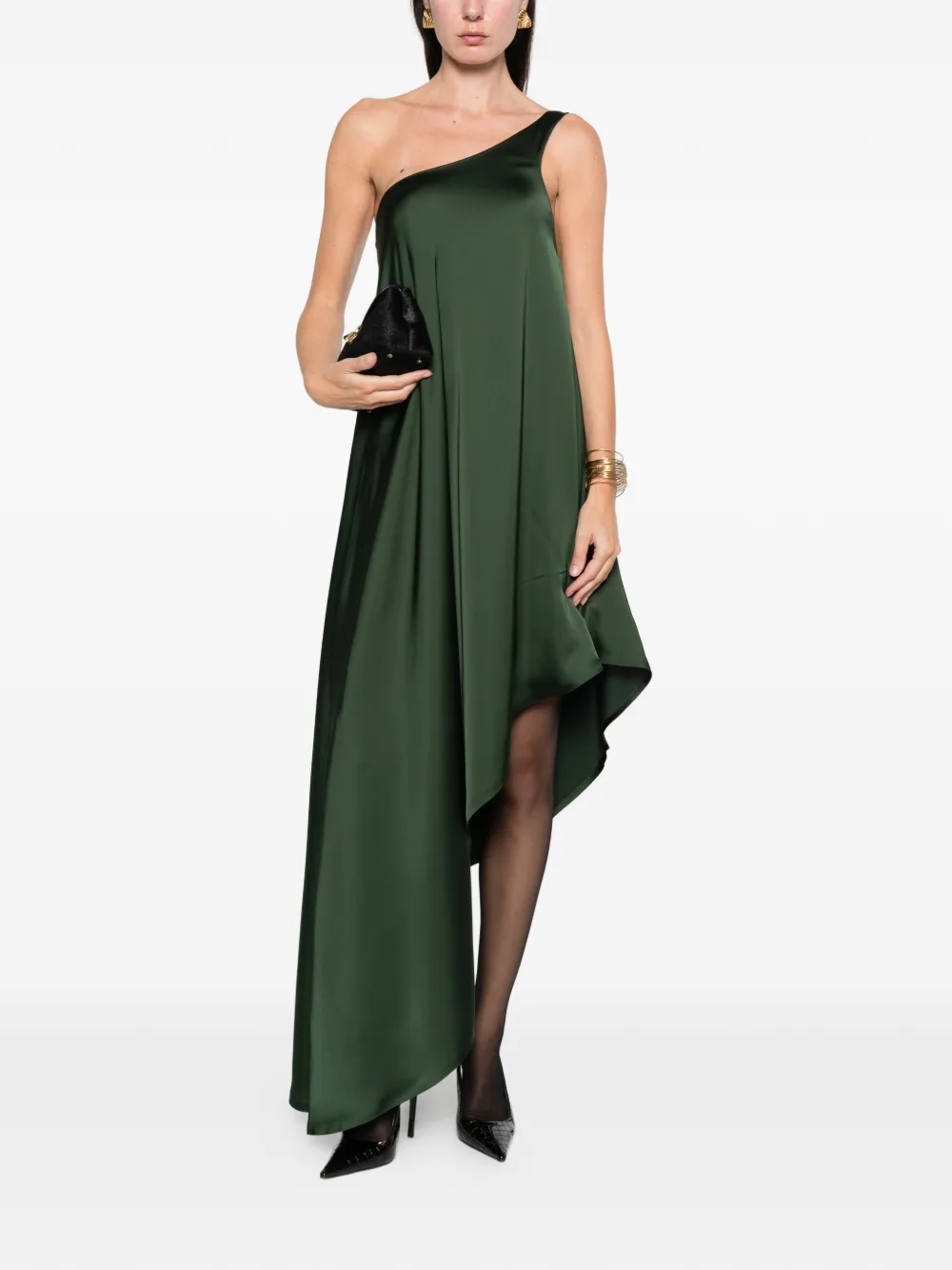 Norma Kamali One-shoulder Diagonal Dress In Green