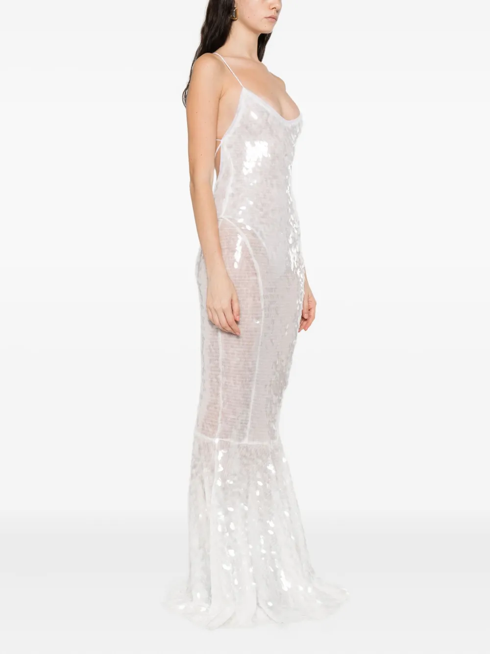 Norma Kamali Fara avondjurk met pailletten Wit