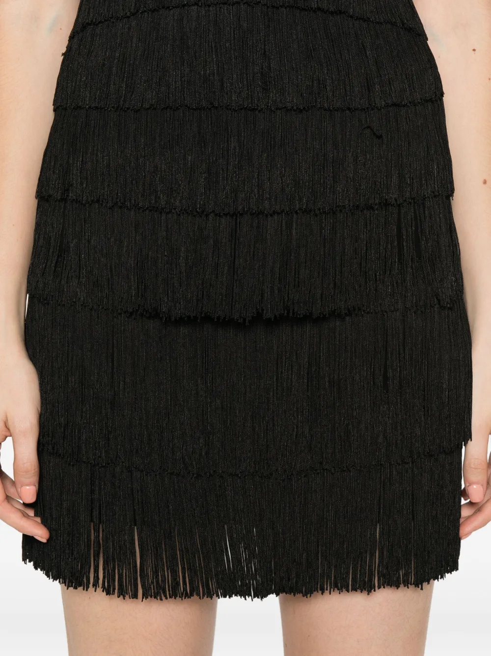 Norma Kamali Mini-rok met franje Zwart