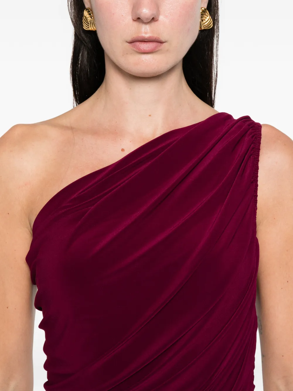 Norma Kamali Diana One-shoulder Mini Dress In Burgundy