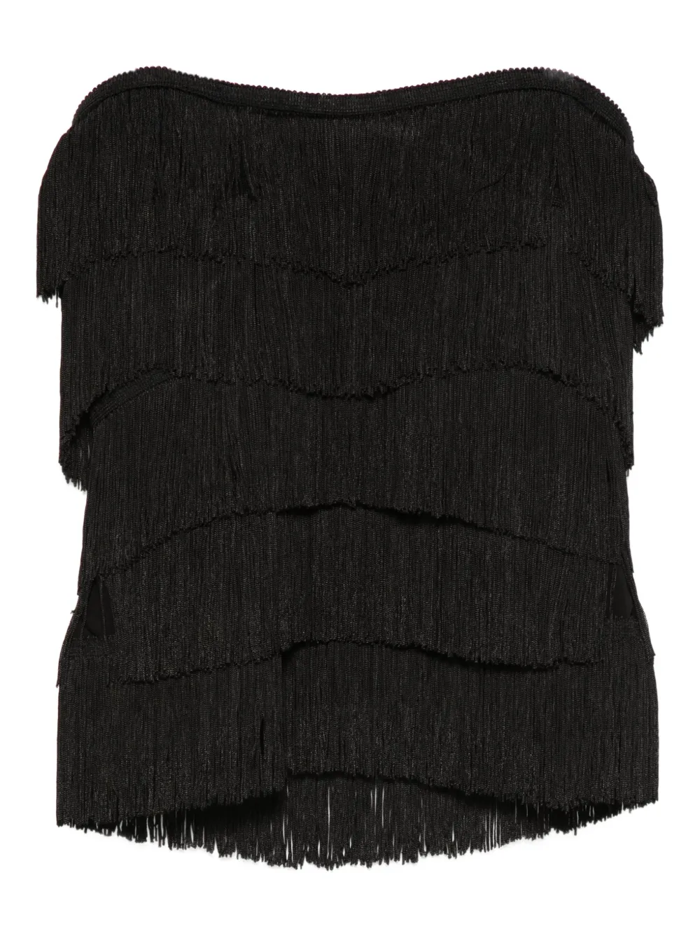 Norma Kamali fringed strapless tank top - Nero