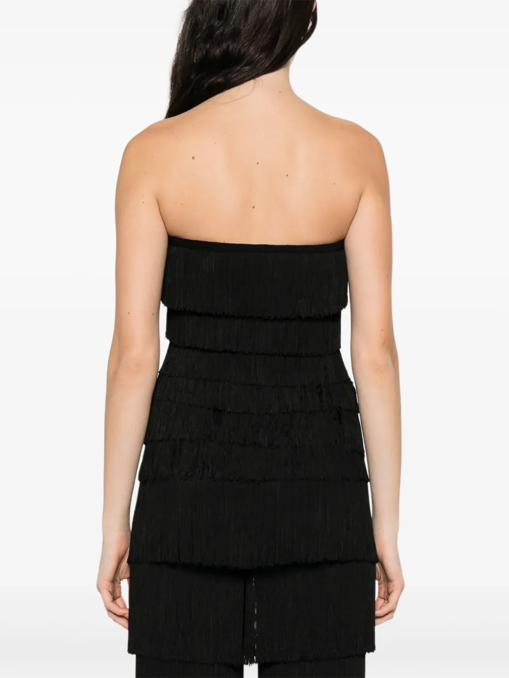 Norma Kamali Strapless tanktop met franje Zwart