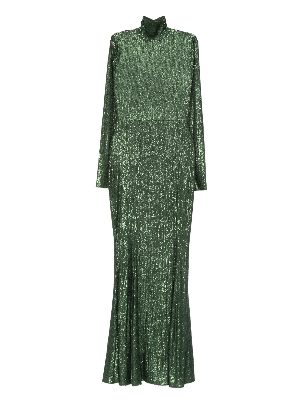 Norma Kamali Turtleneck Fishtail Maxi Dress In Green