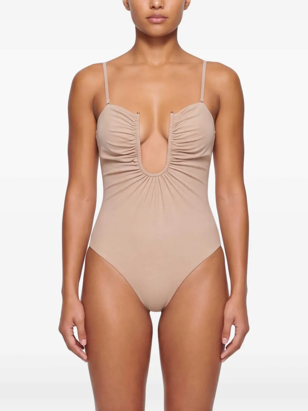 Christopher Esber Badpak met ruches Beige