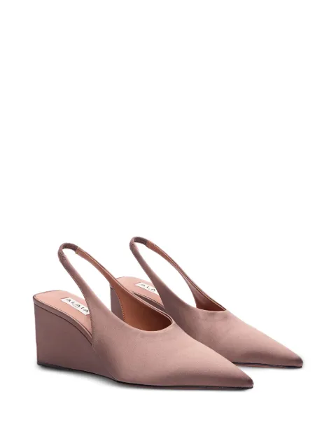 Alaïa Cube wedge slingbacks in satin