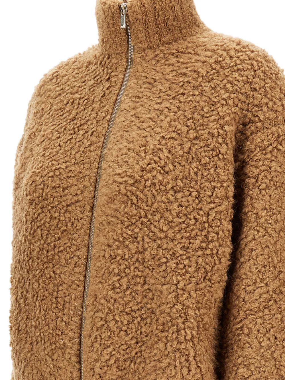 Max Mara High-neck Zip-front Cardigan In Brown